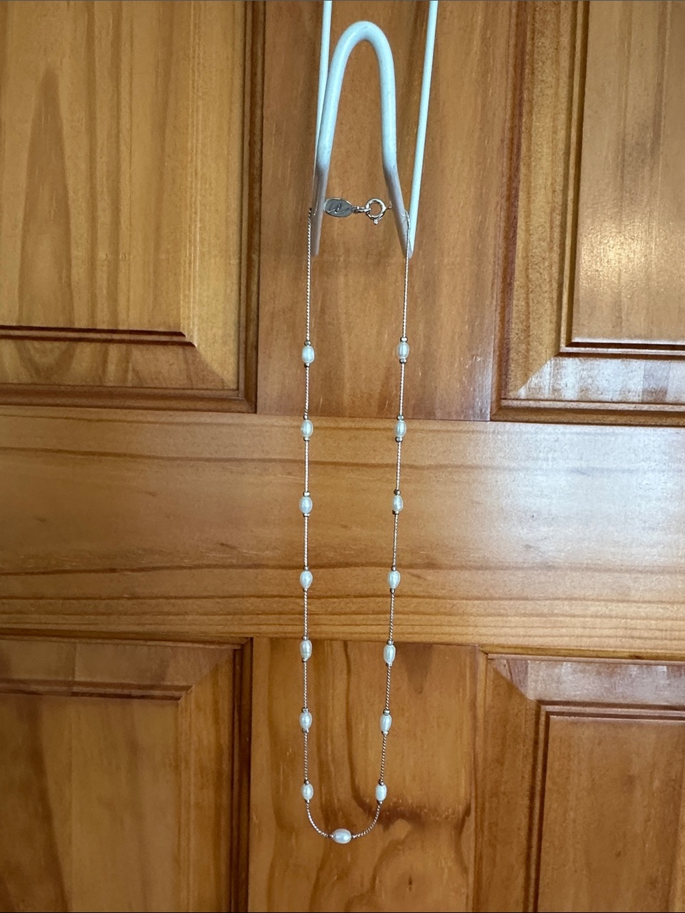 Delicate Silver and Faux Pearl Necklace